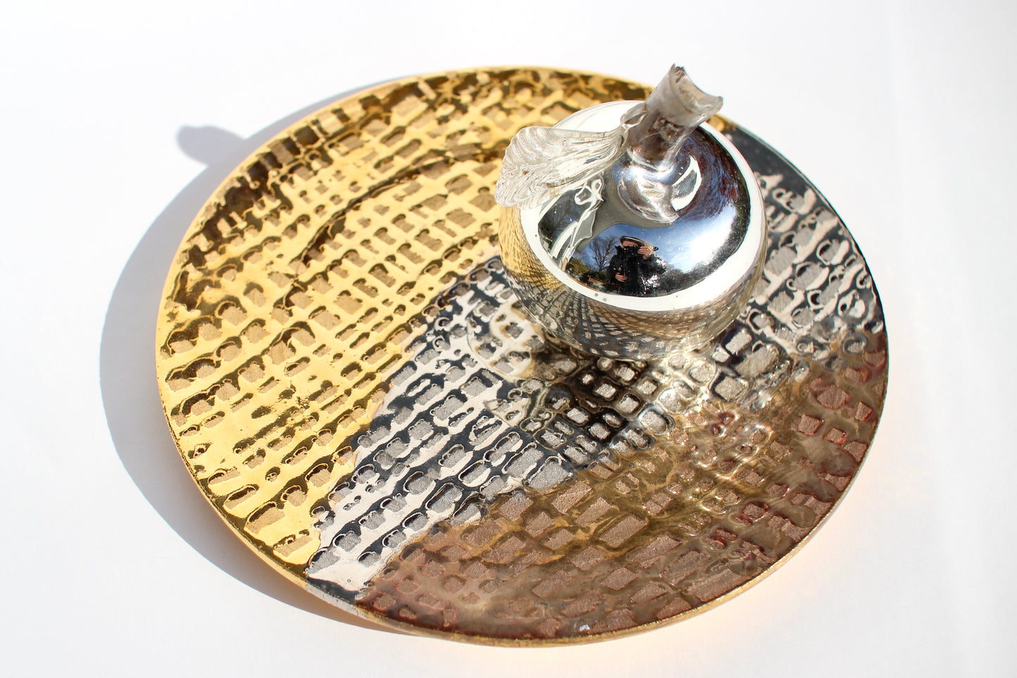 handmade metallic pottery plate