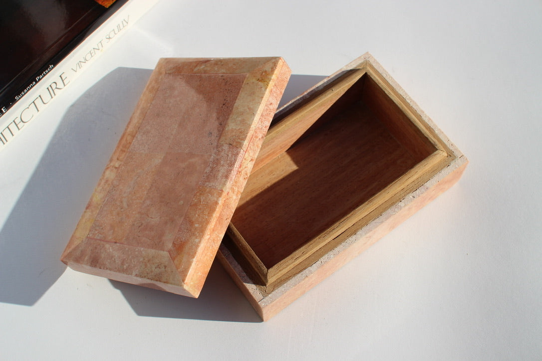 pink stone lidded trinket box