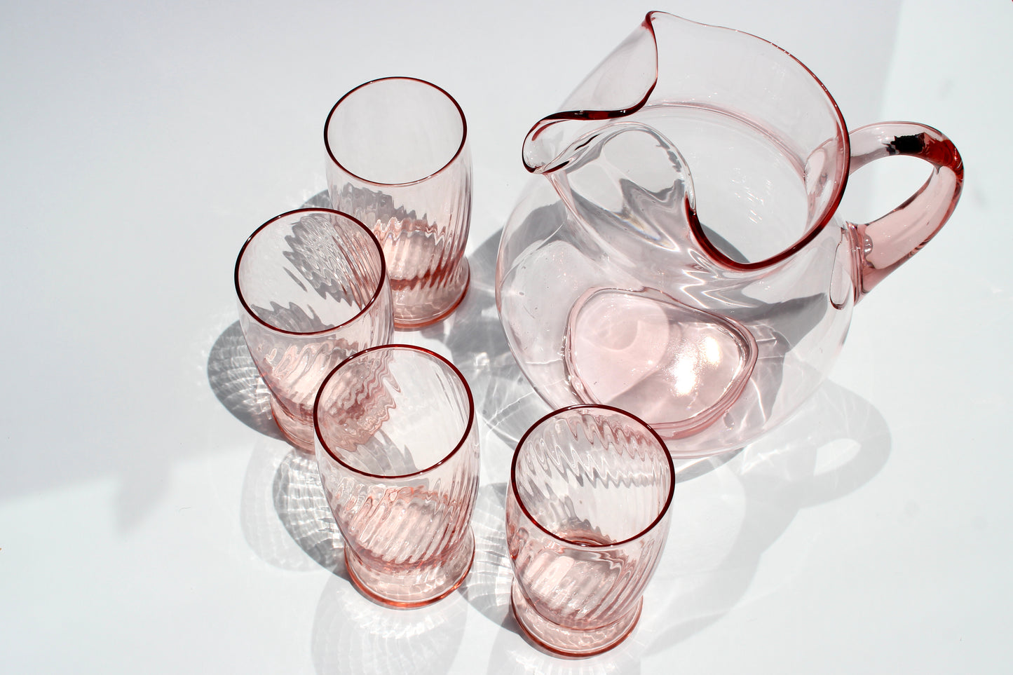 pale pink glass pitcher