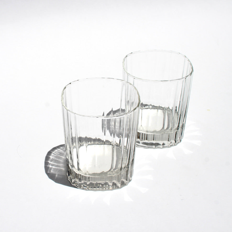 ribbed glass tumblers (2)