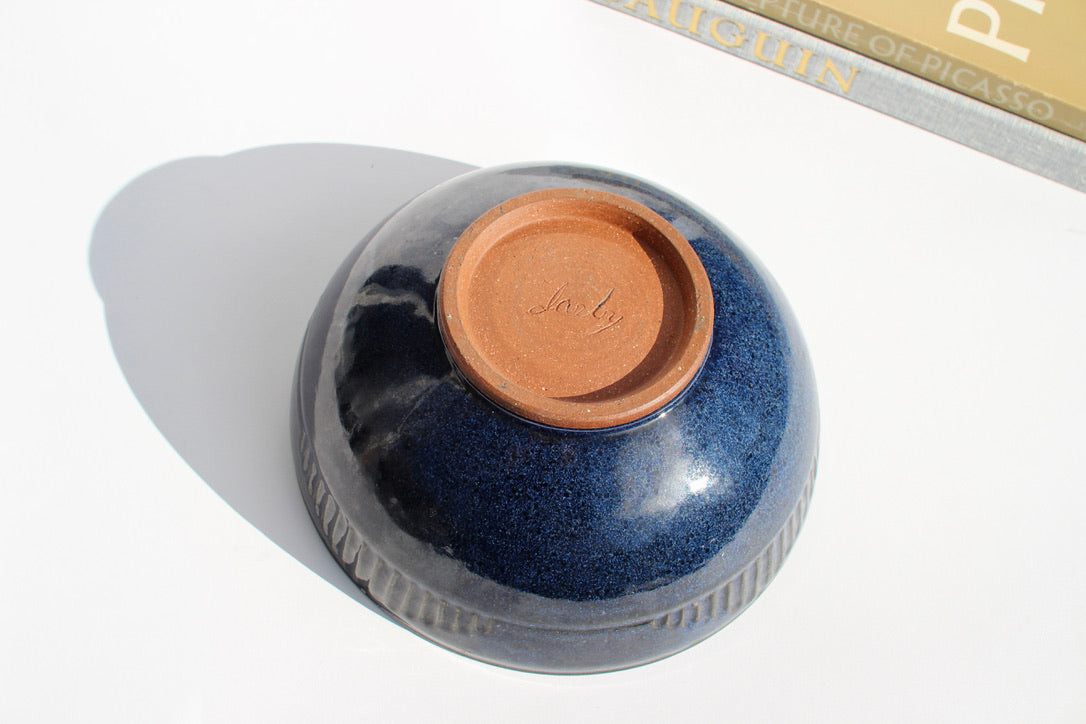navy ceramic studio pottery bowl