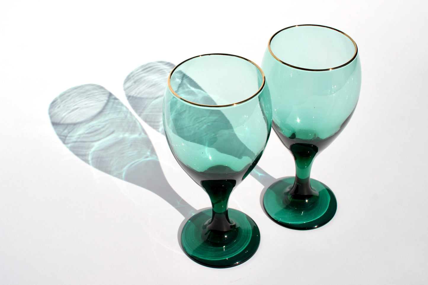 green + gold wine glasses (2)
