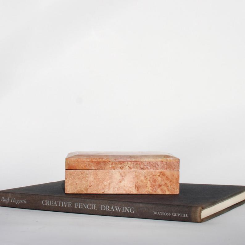 pink stone lidded trinket box