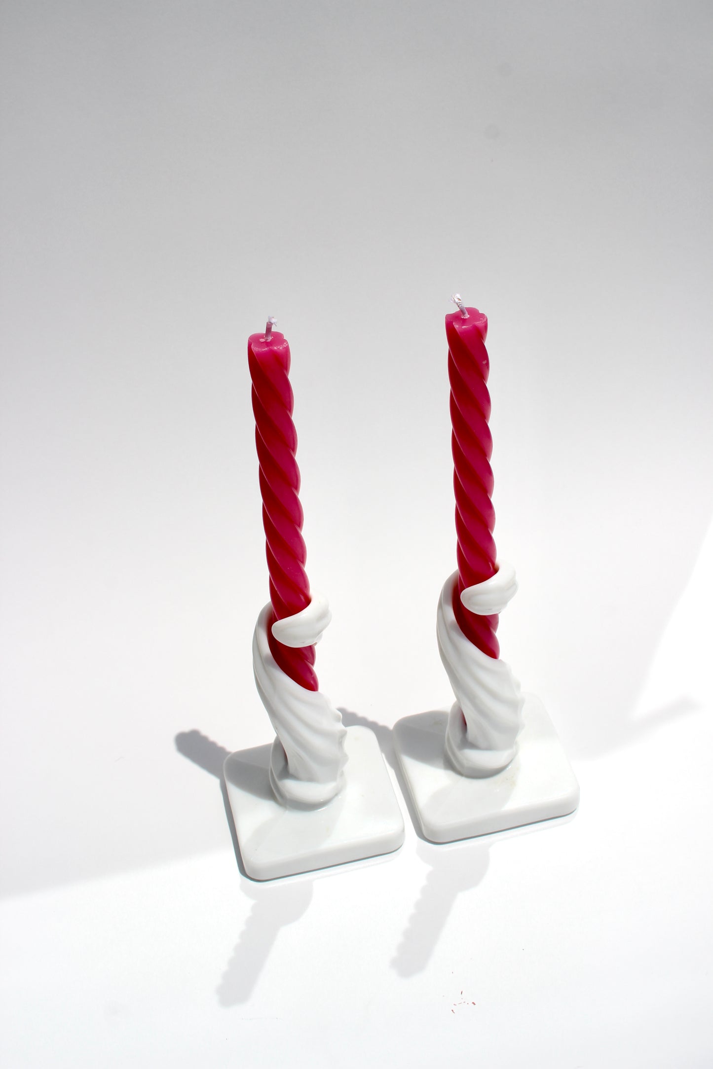 spiral milk glass candle holders