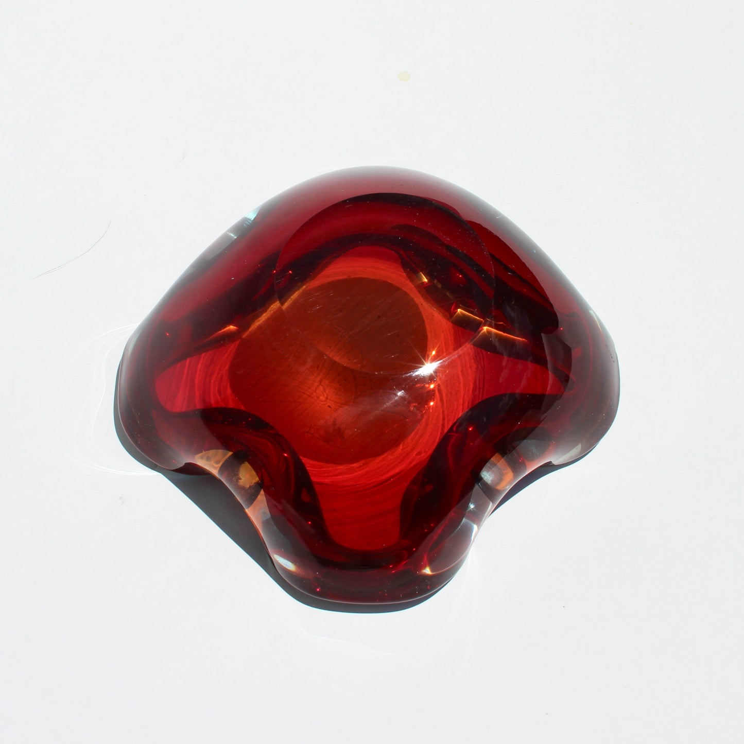 red + aqua italian glass catchall