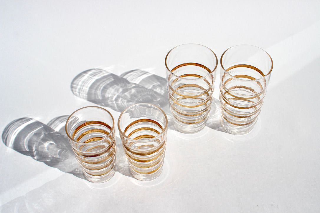 gold striped tumblers (4)