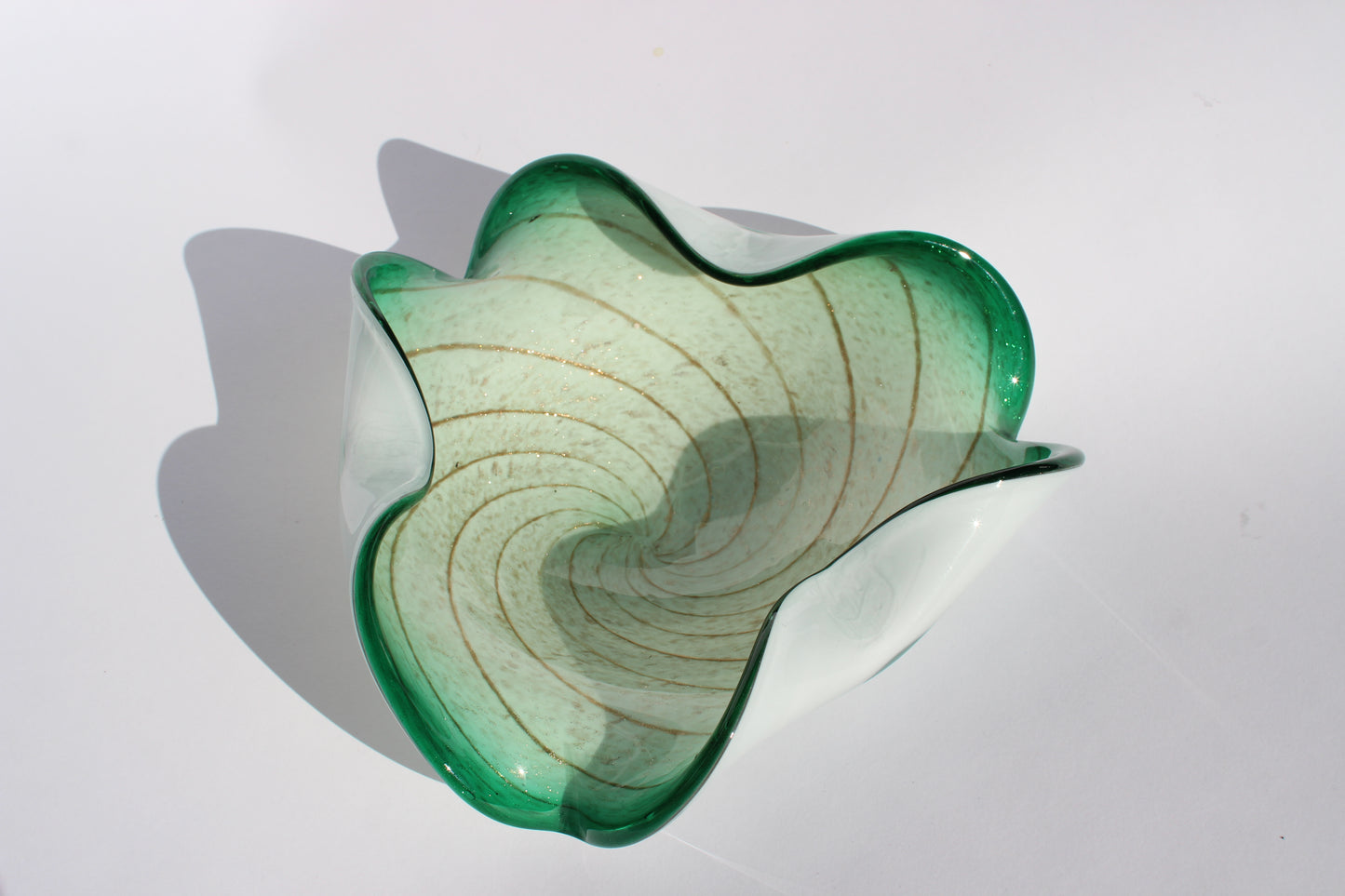 green + gold italian art glass