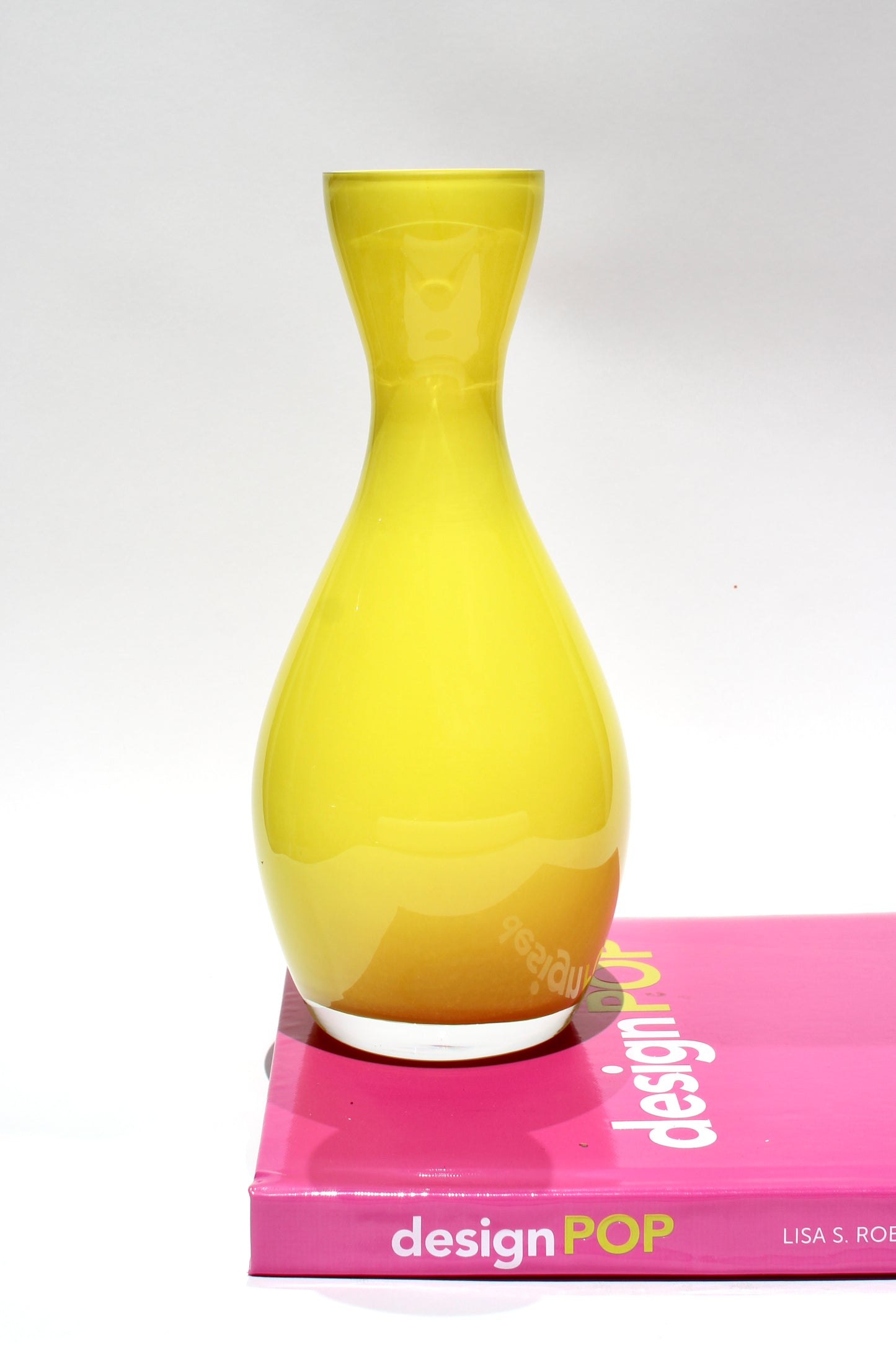 lemon yellow glass vase