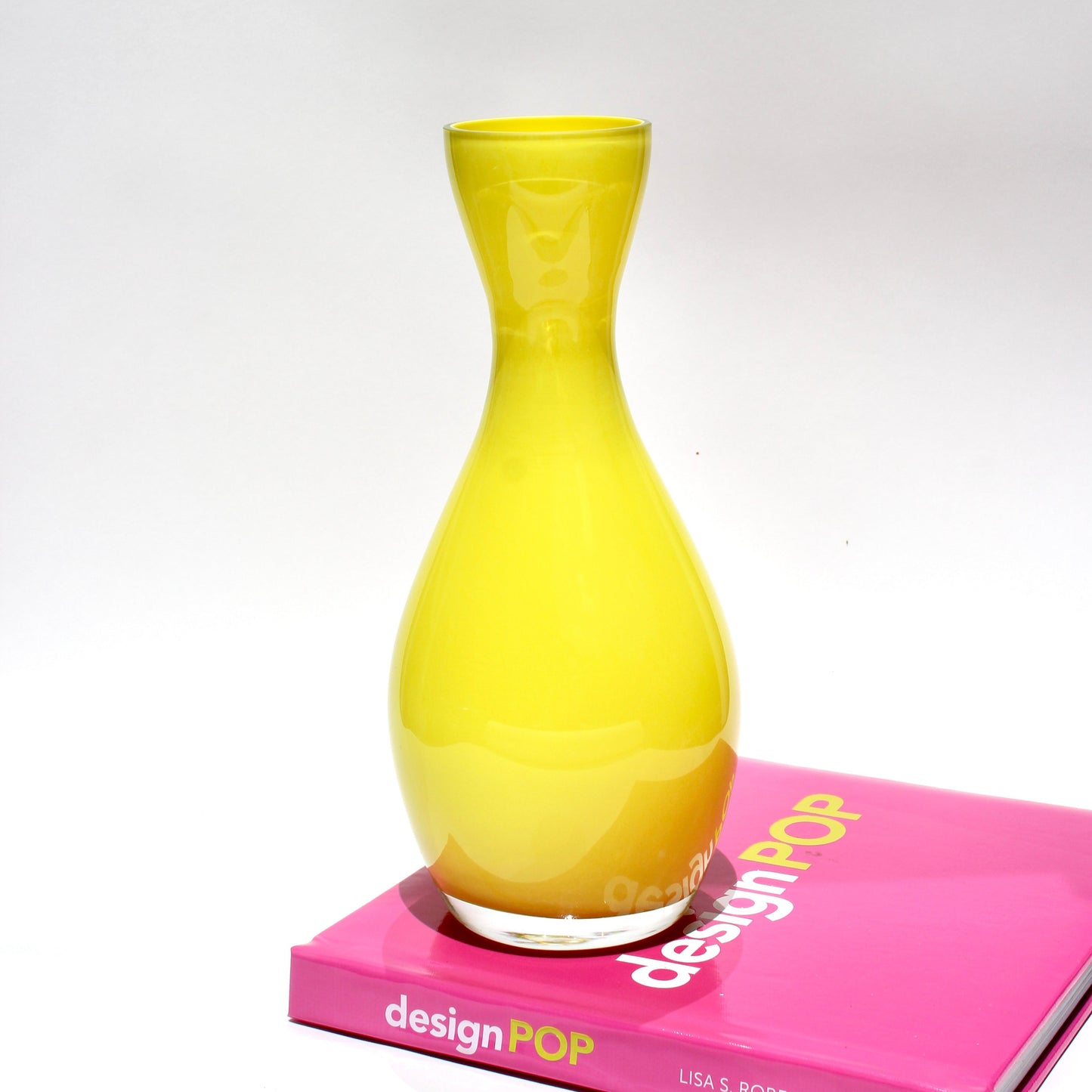 lemon yellow glass vase