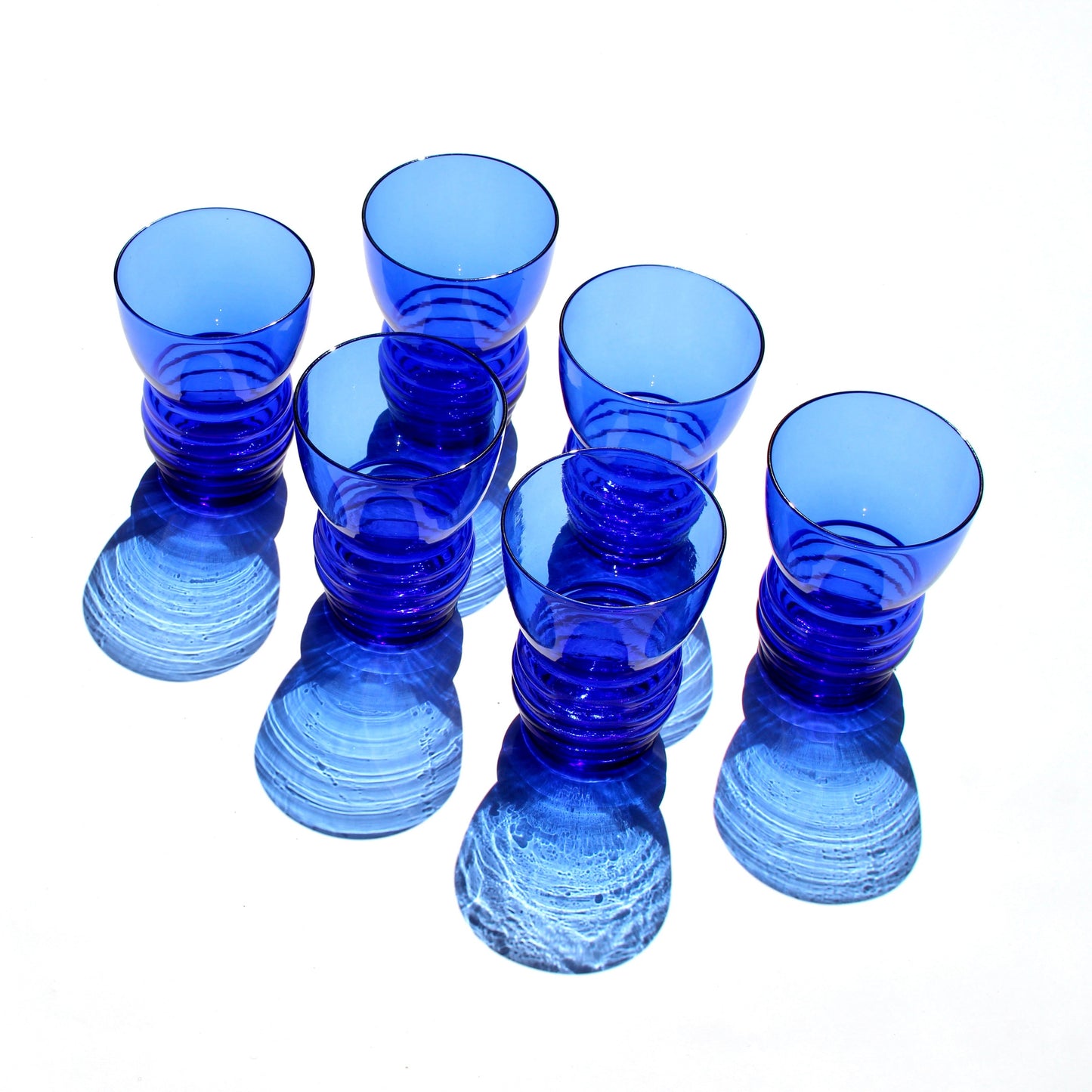 sapphire blue ribbed tumbler glasses (7)