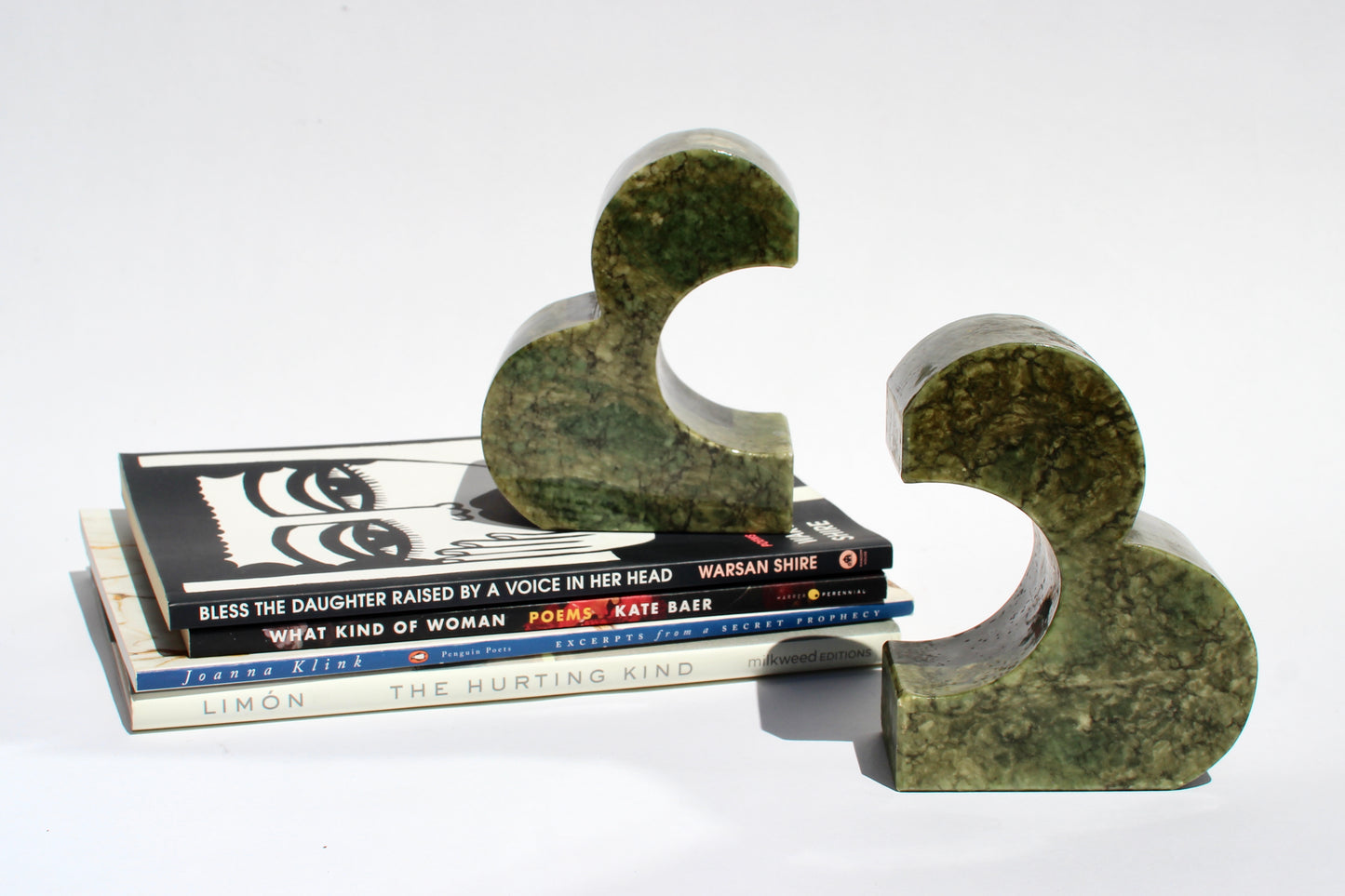 green stone italian bookends