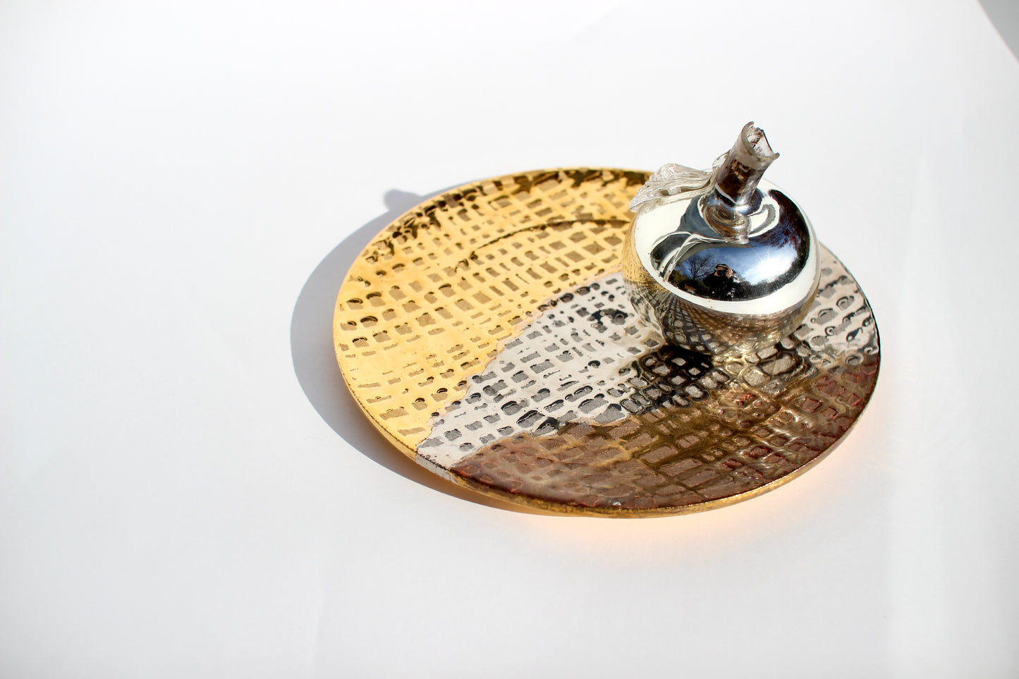 handmade metallic pottery plate