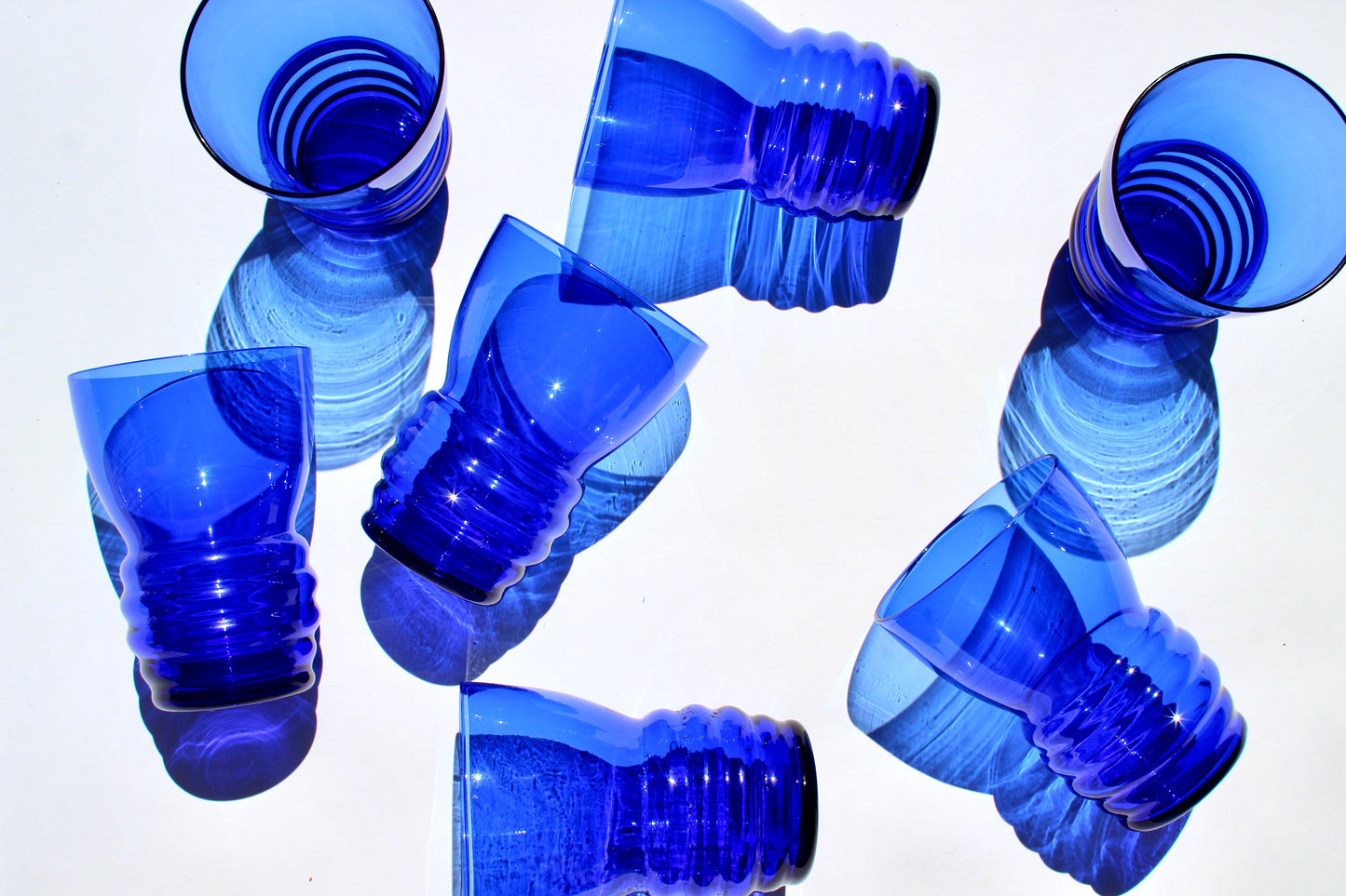 sapphire blue ribbed tumbler glasses (7)