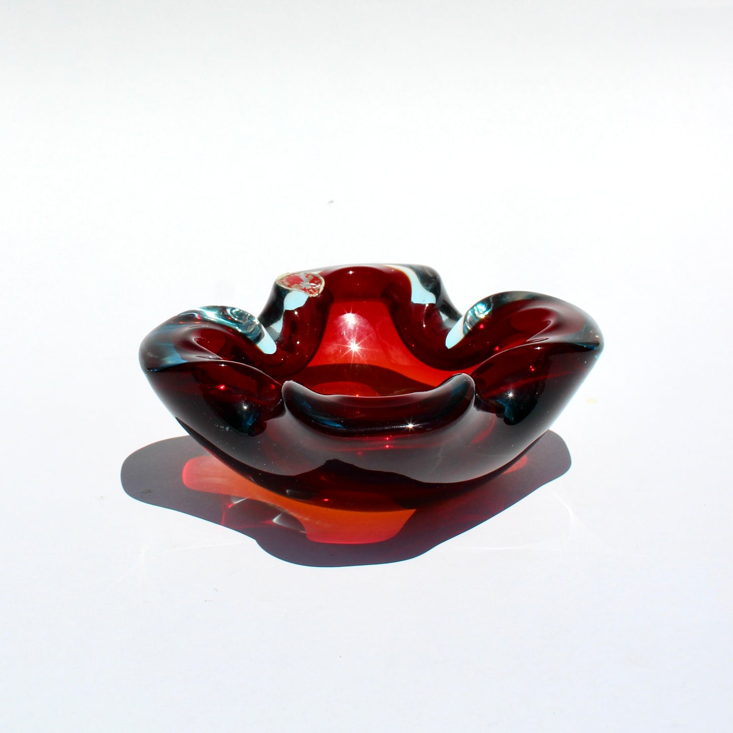red + aqua italian glass catchall