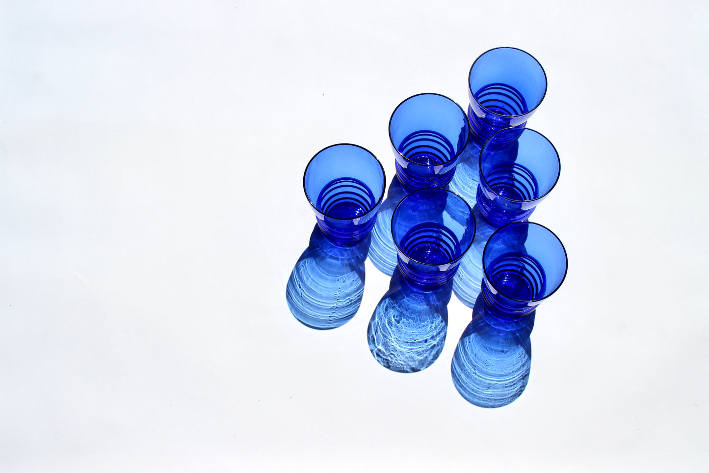 sapphire blue ribbed tumbler glasses (7)