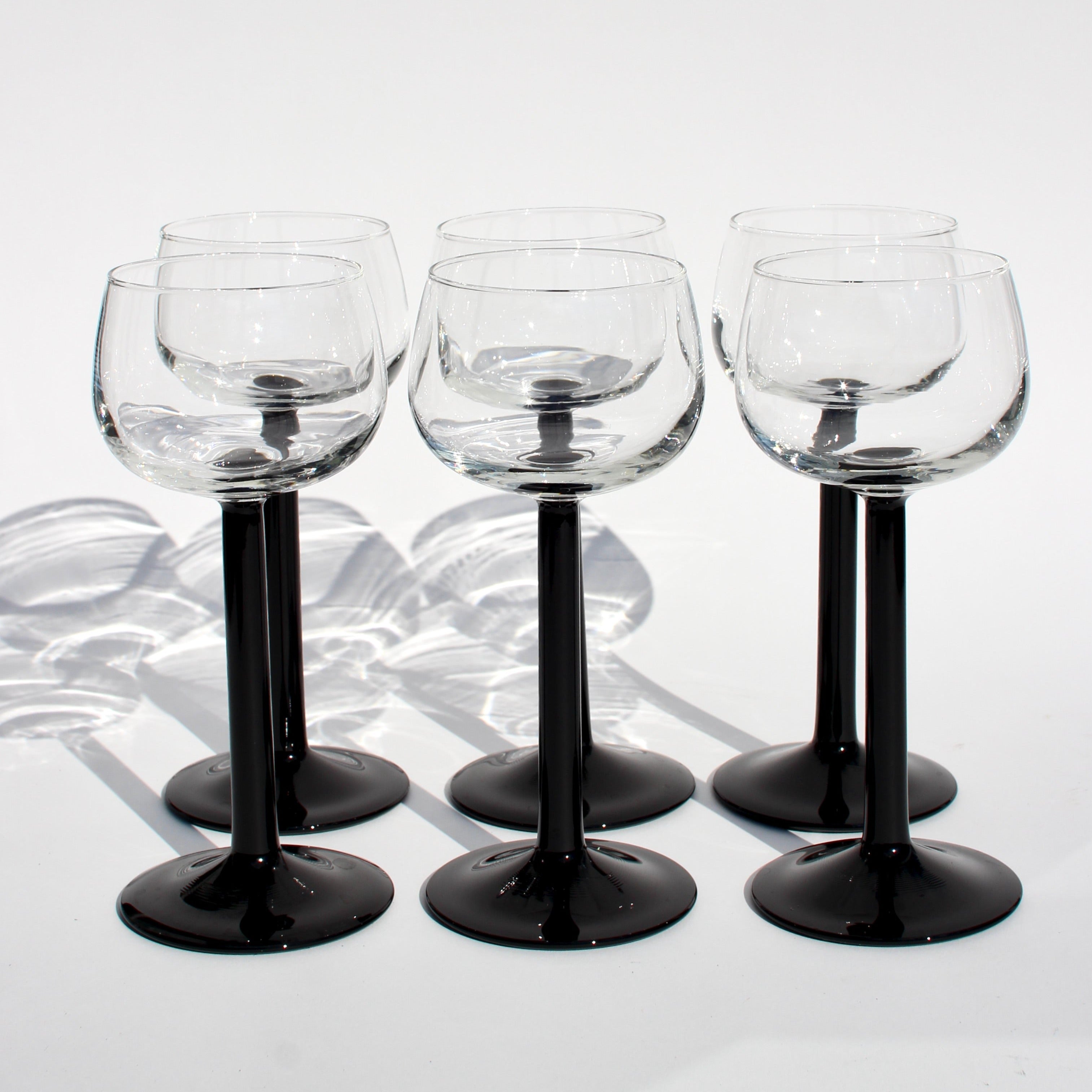 Vintage Black Stem Short Wine Glasses — Hoppe Shoppe