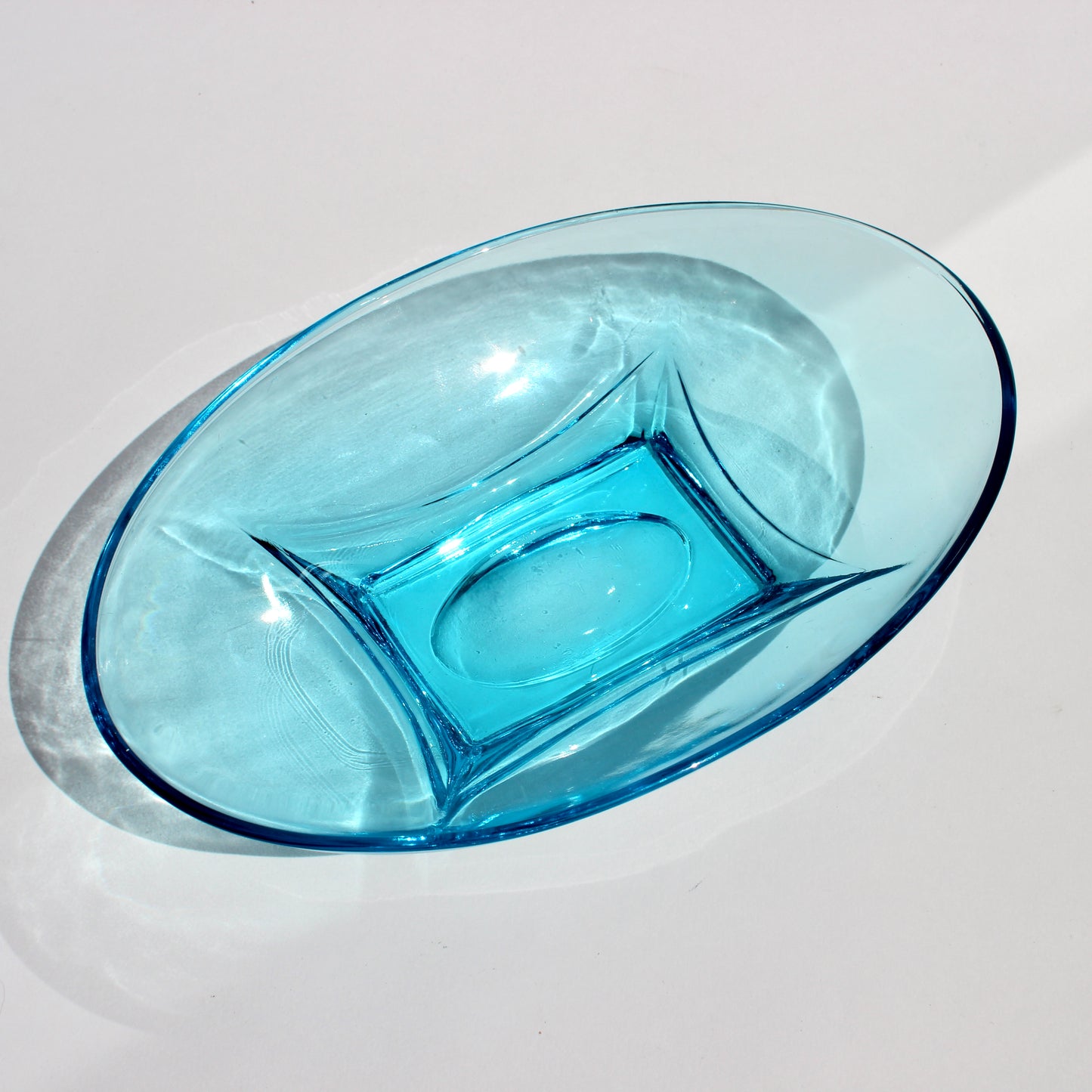 oval aqua glass dish