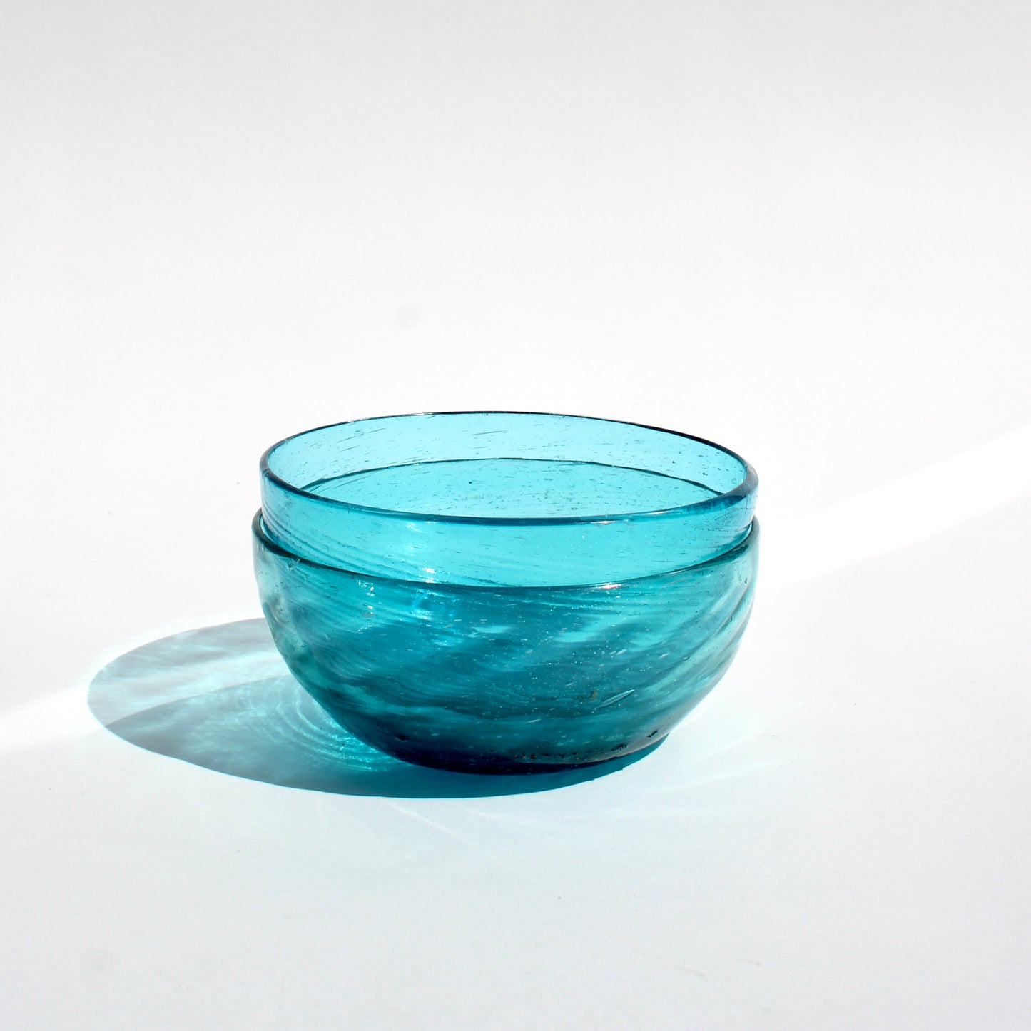 handblown aqua glass bowls