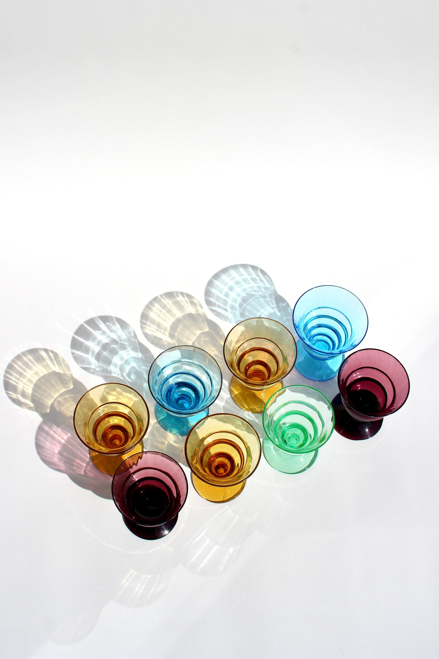 multi-colored ripple glass set (8)