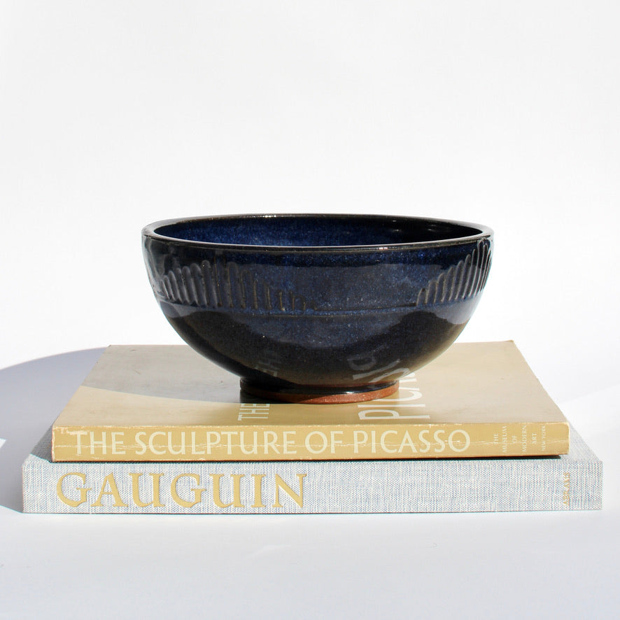 navy ceramic studio pottery bowl