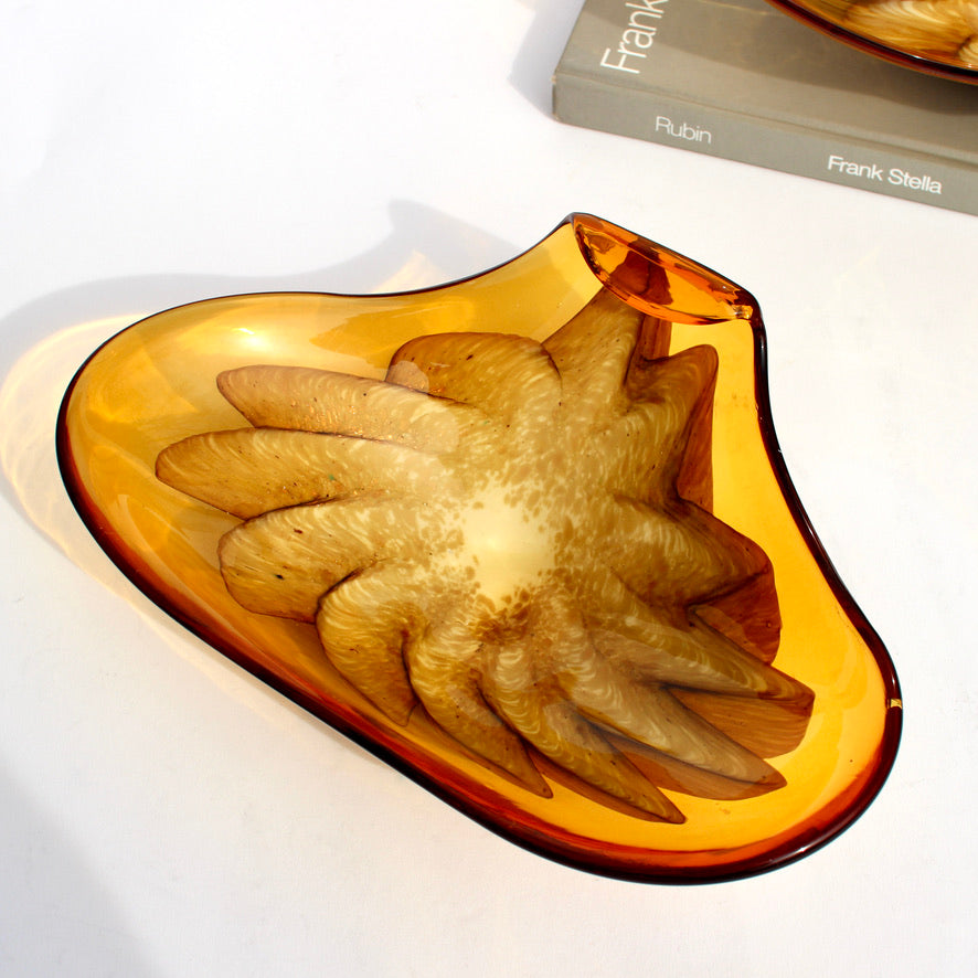 1970s amber glass catchall