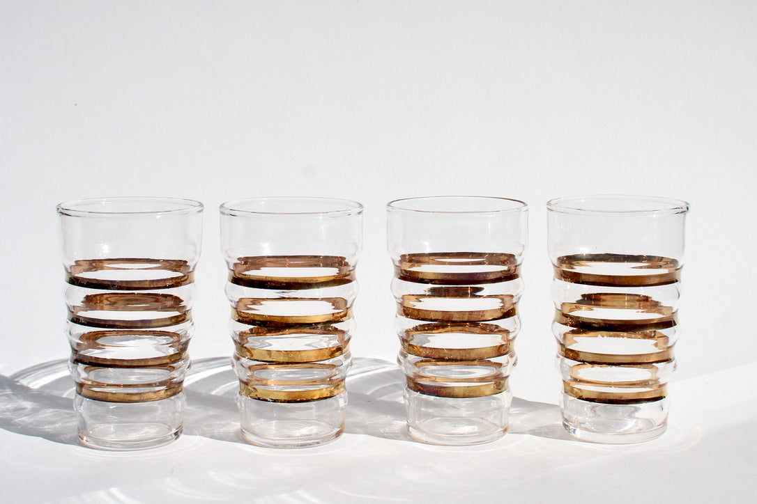 gold striped tumblers (4)