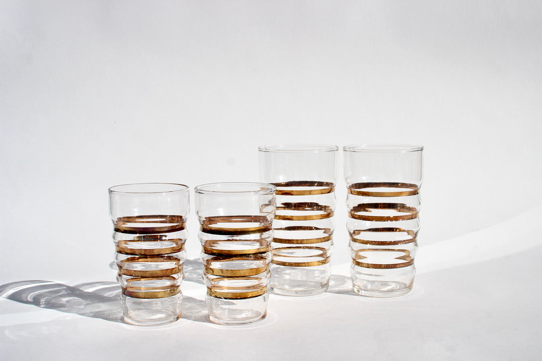 gold striped tumblers (4)