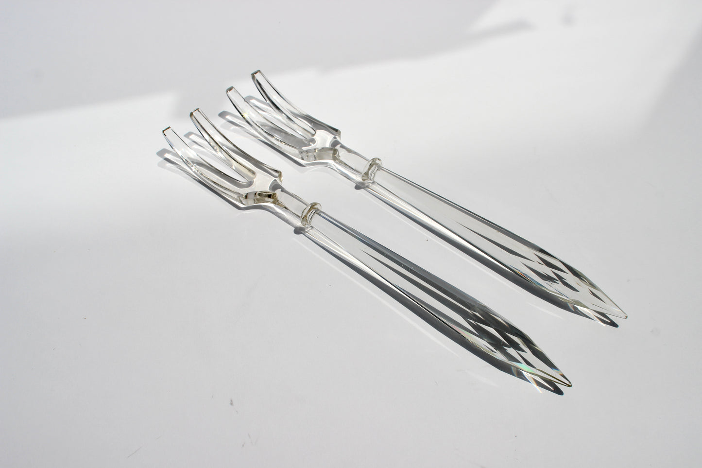 faceted glass serving utensils