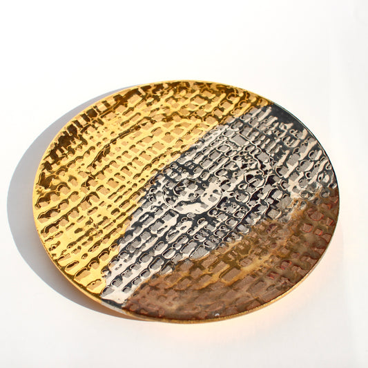 handmade metallic pottery plate