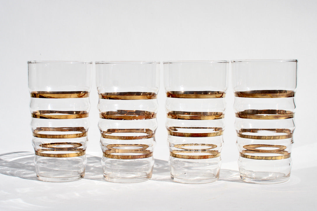 gold striped tumblers (4)