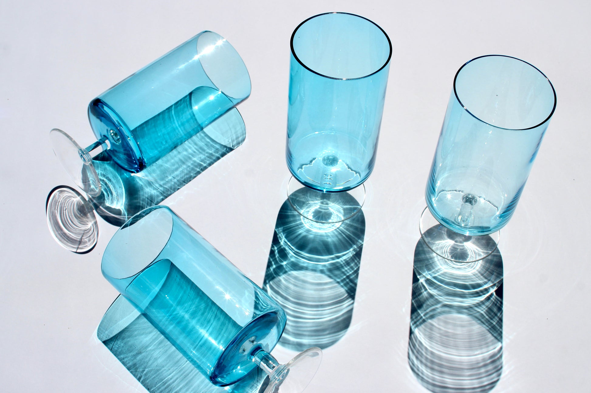 french aqua stemmed water glasses (4) – Rare Form