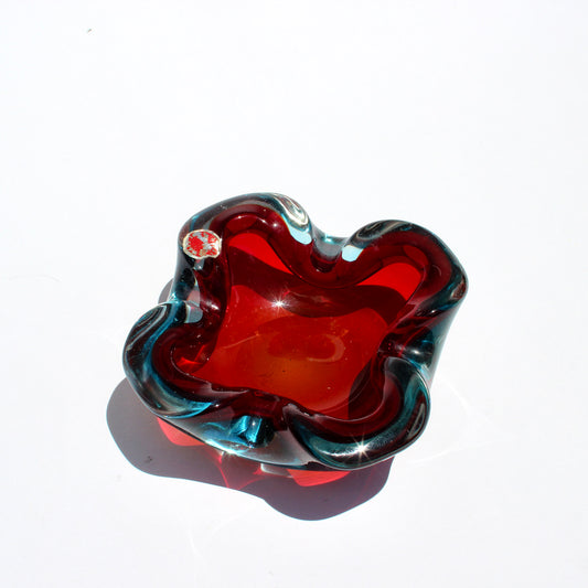 red + aqua italian glass catchall