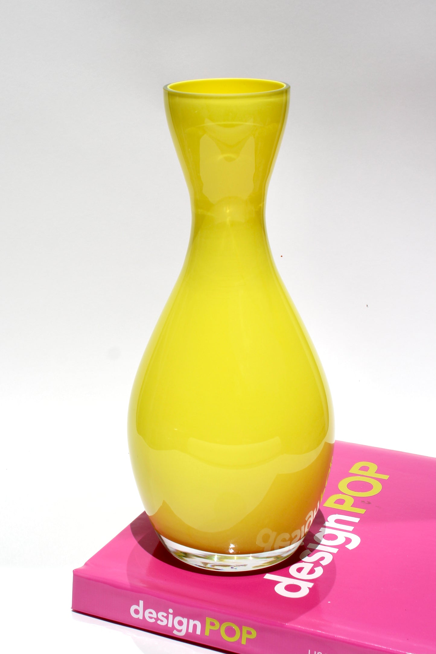 lemon yellow glass vase
