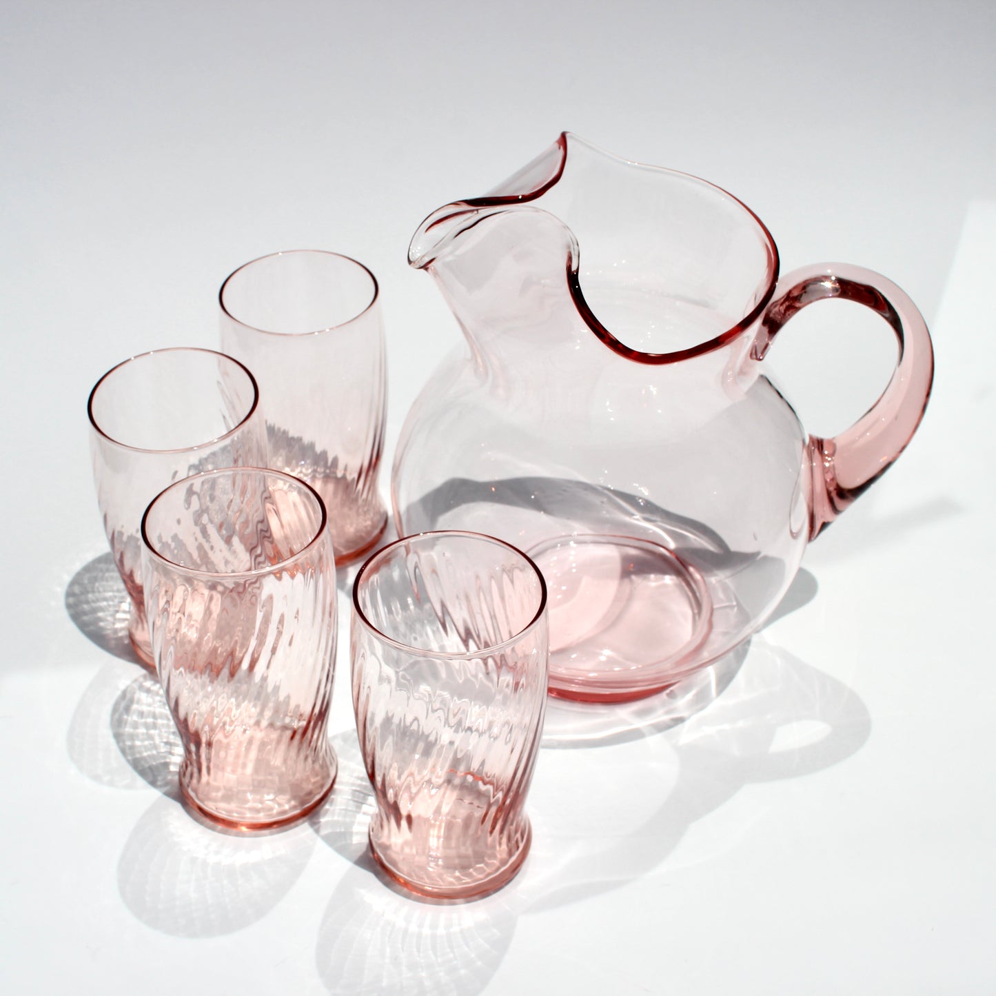 pale pink glass pitcher