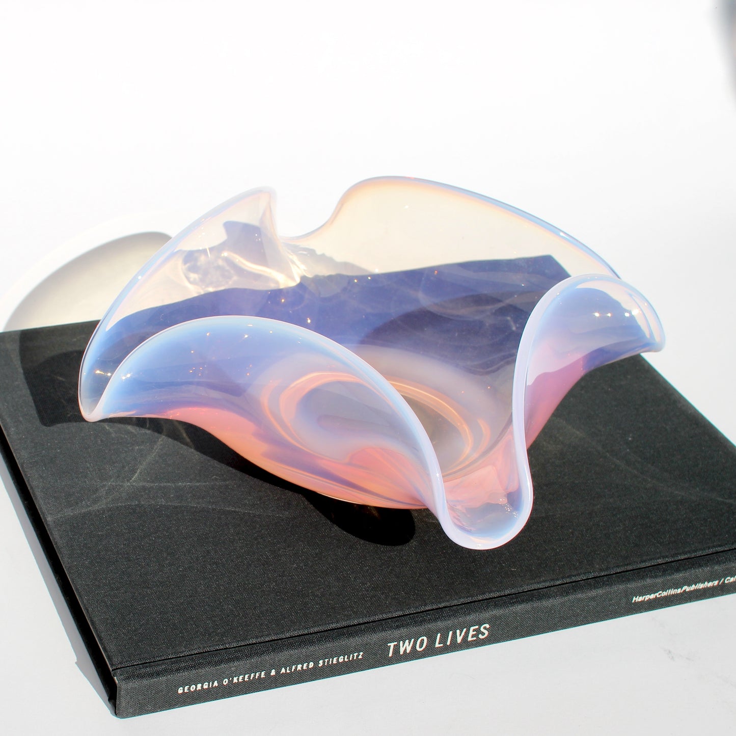 pink opaline art glass bowl