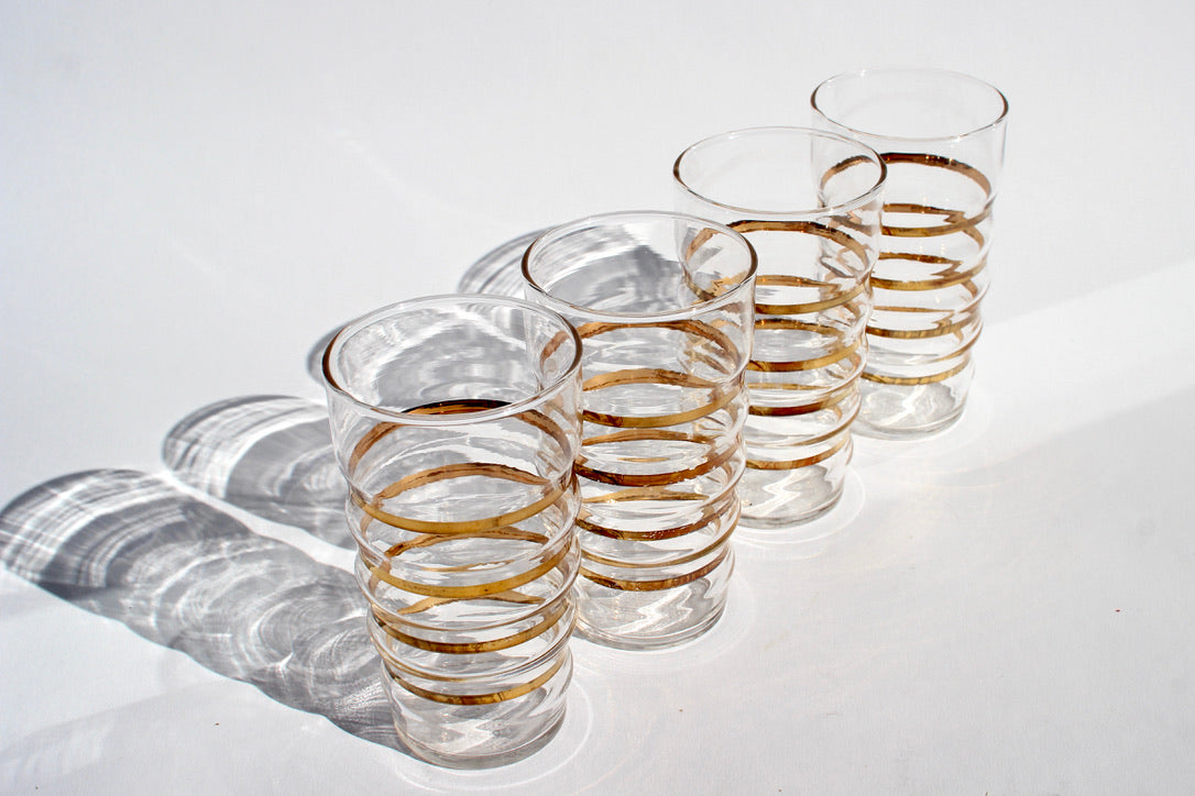gold striped tumblers (4)
