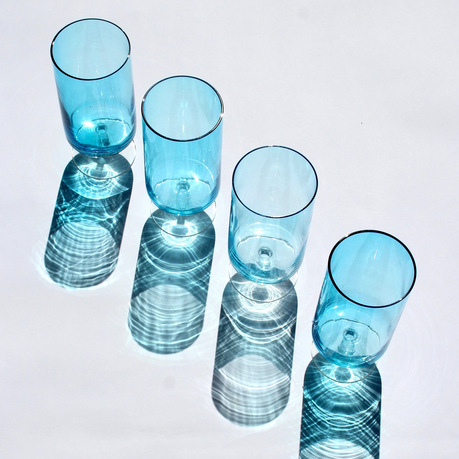 french aqua stemmed water glasses (4)