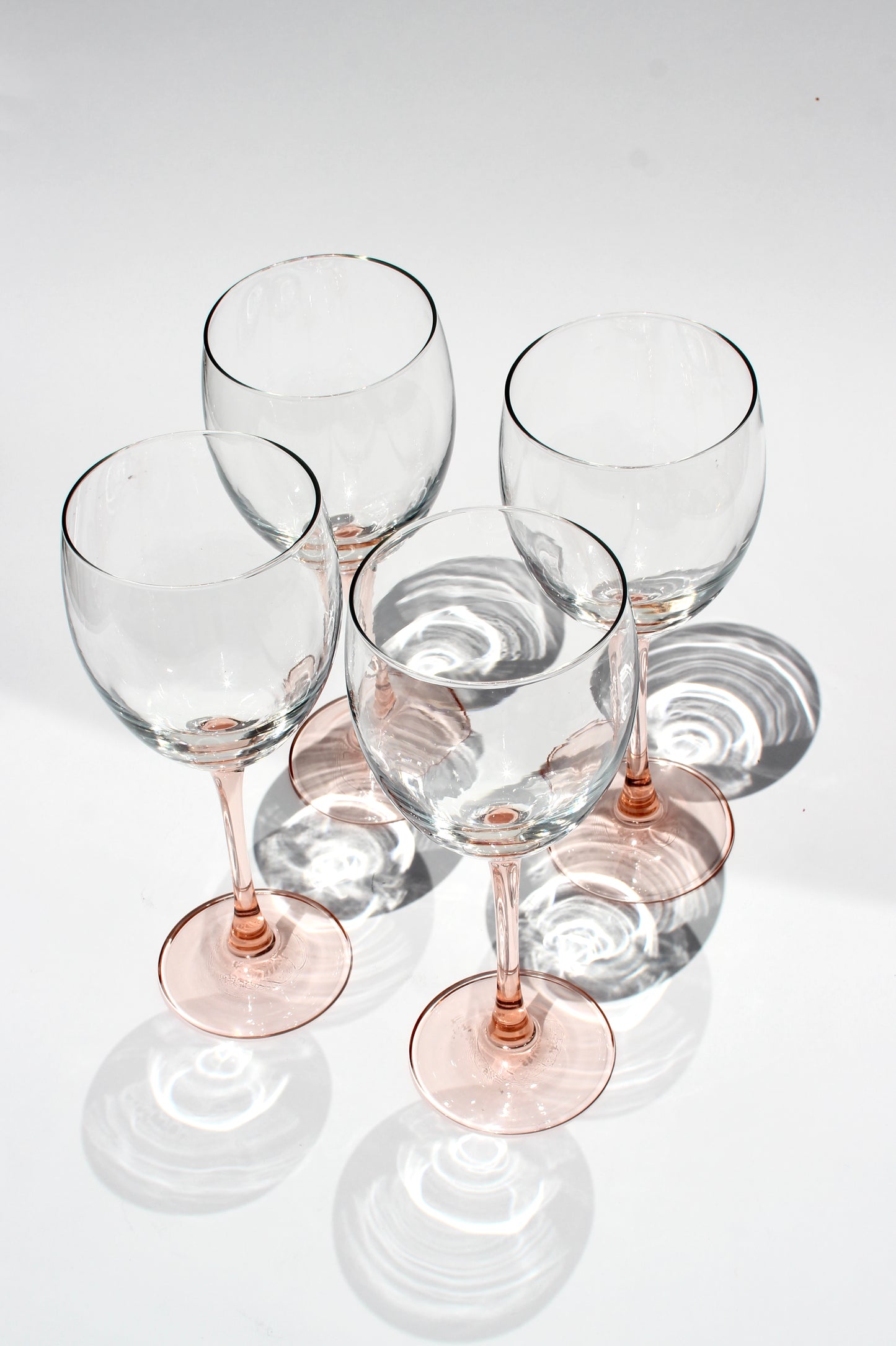 rose stemmed wine glasses (4)