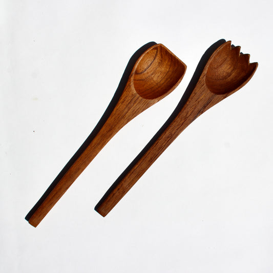 teak serving utensil set