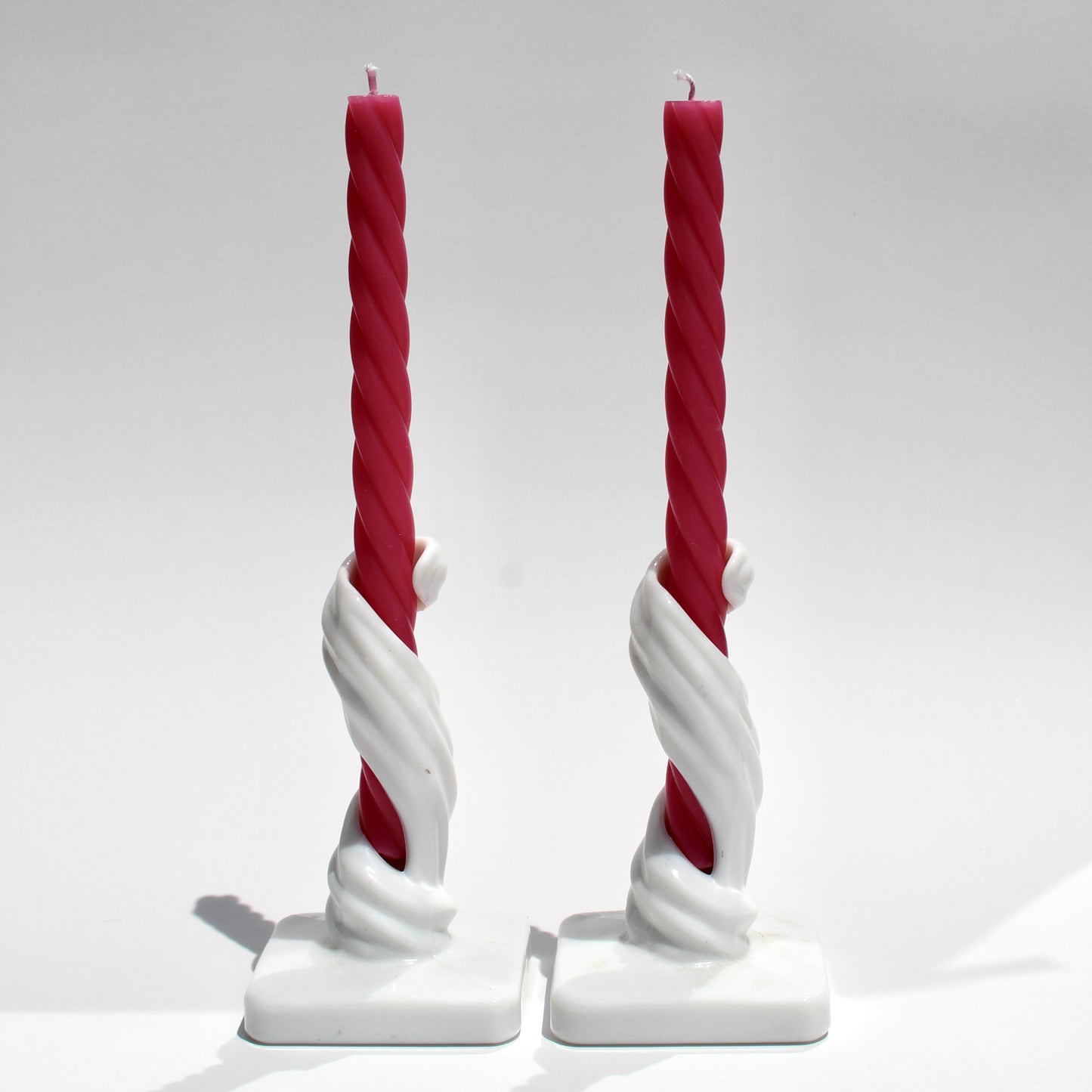 spiral milk glass candle holders