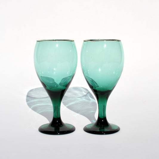 green + gold wine glasses (2)