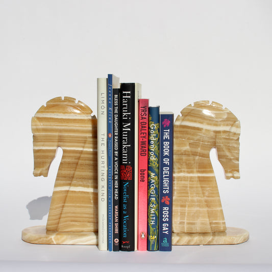 onyx horsehead bookends