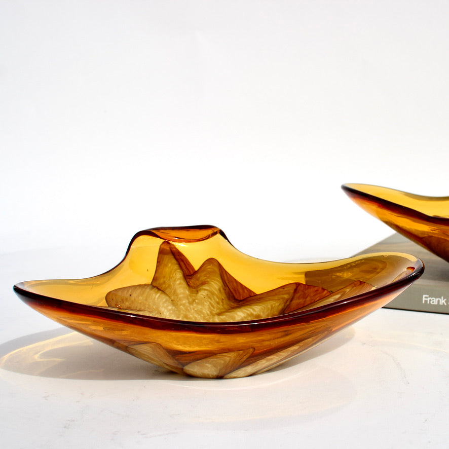 1970s amber glass catchall