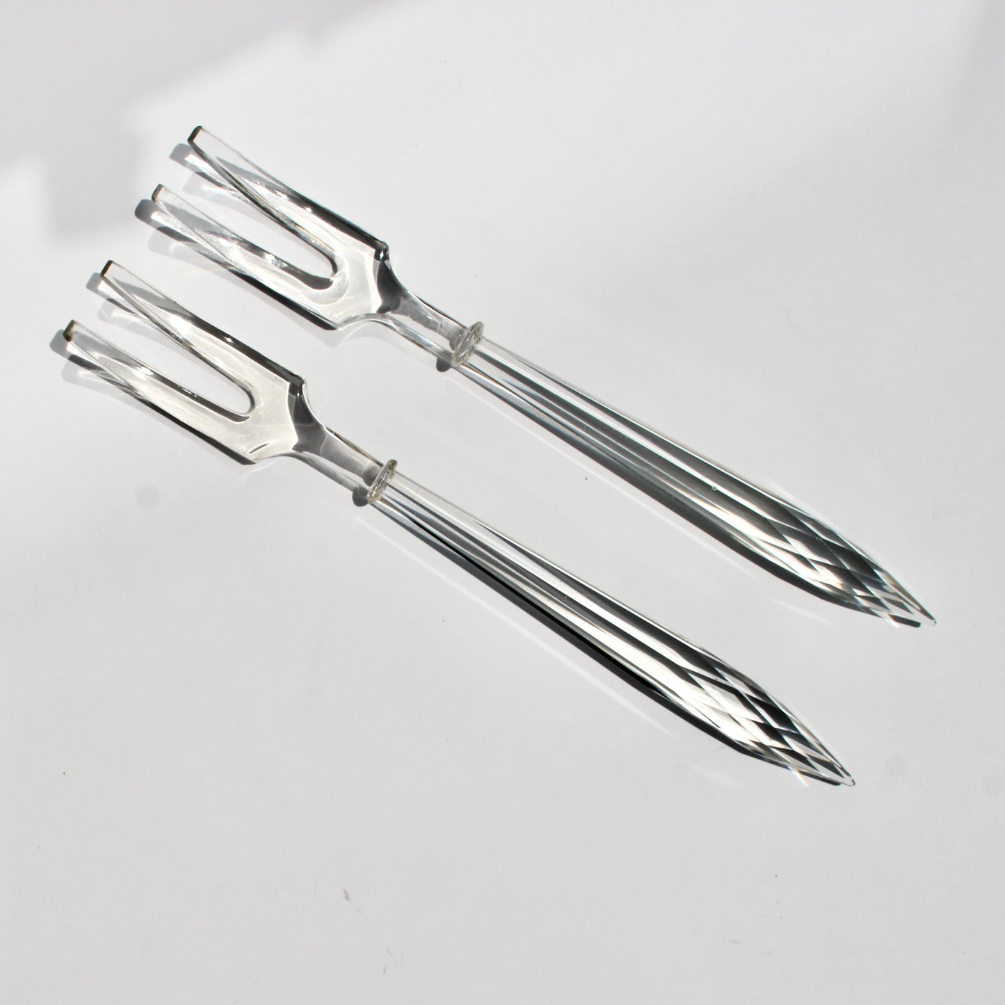 faceted glass serving utensils