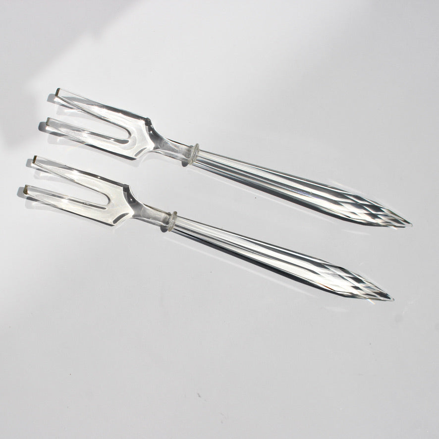 faceted glass serving utensils