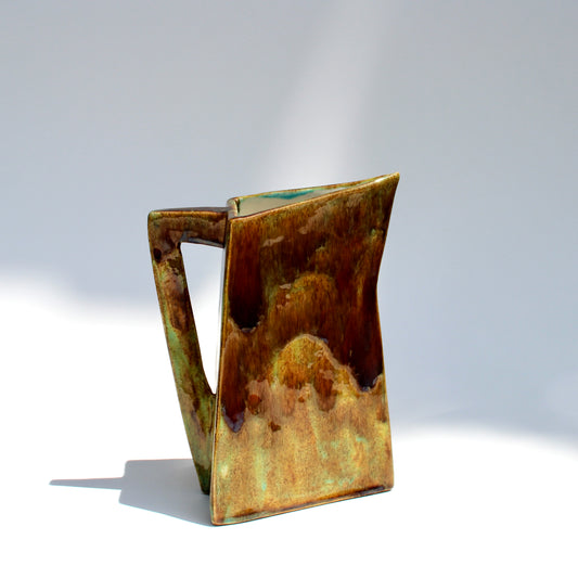 handmade triangle ceramic pitcher