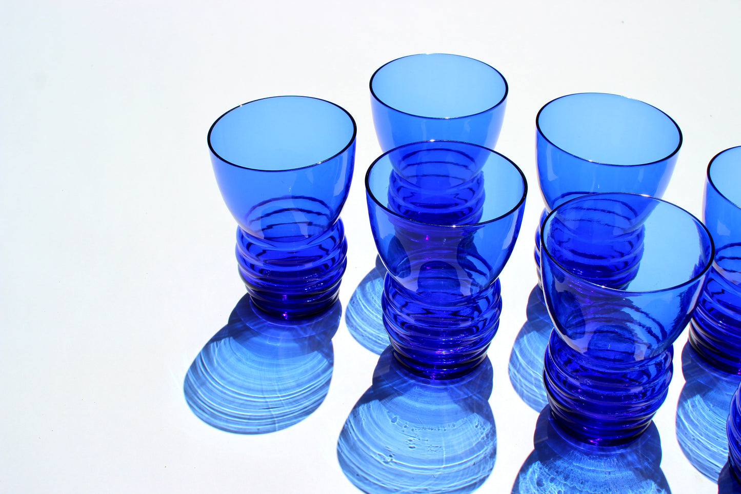 sapphire blue ribbed tumbler glasses (7)