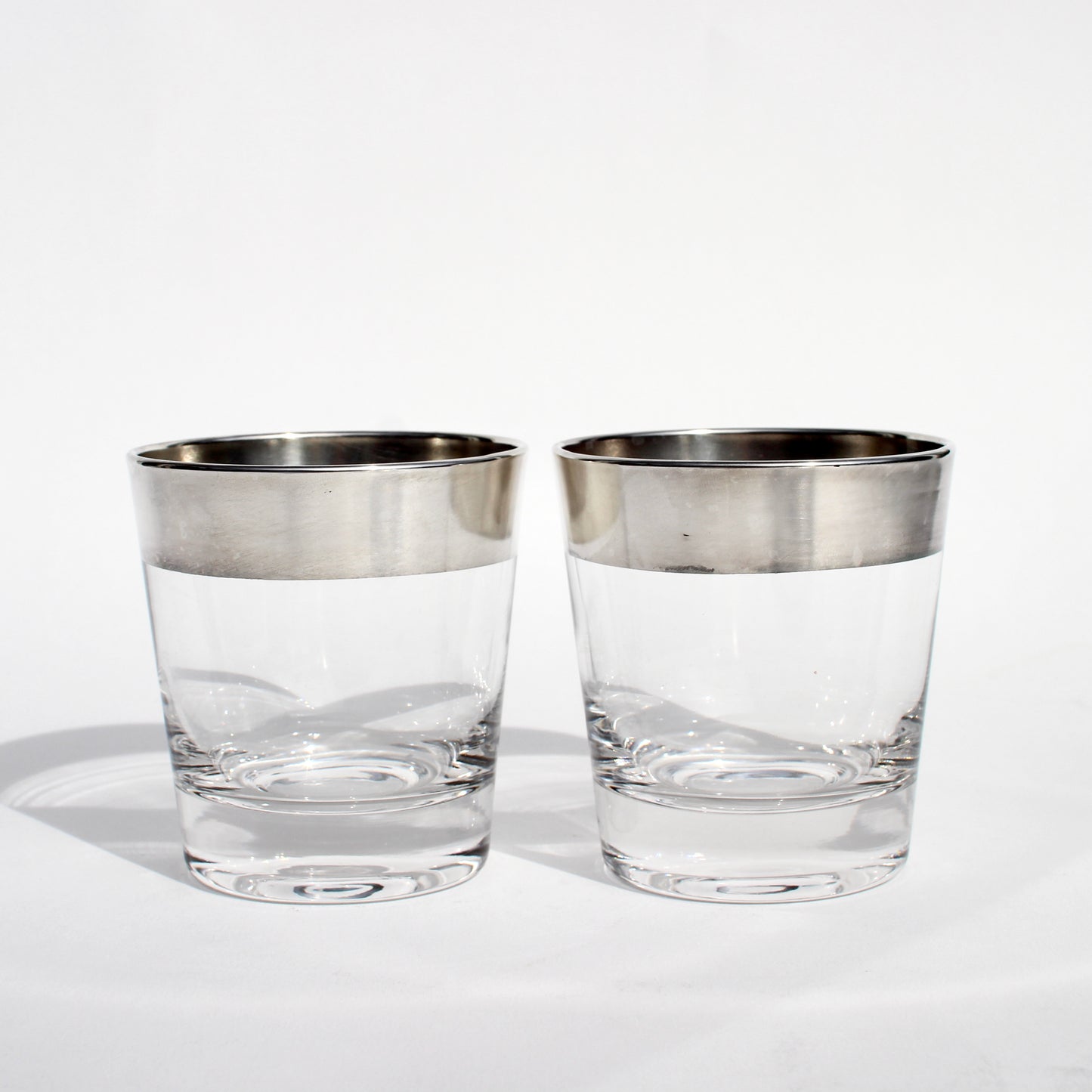 silver rim lowball whiskey glasses (2)