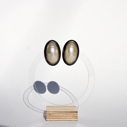 pearlescent statement clip earrings