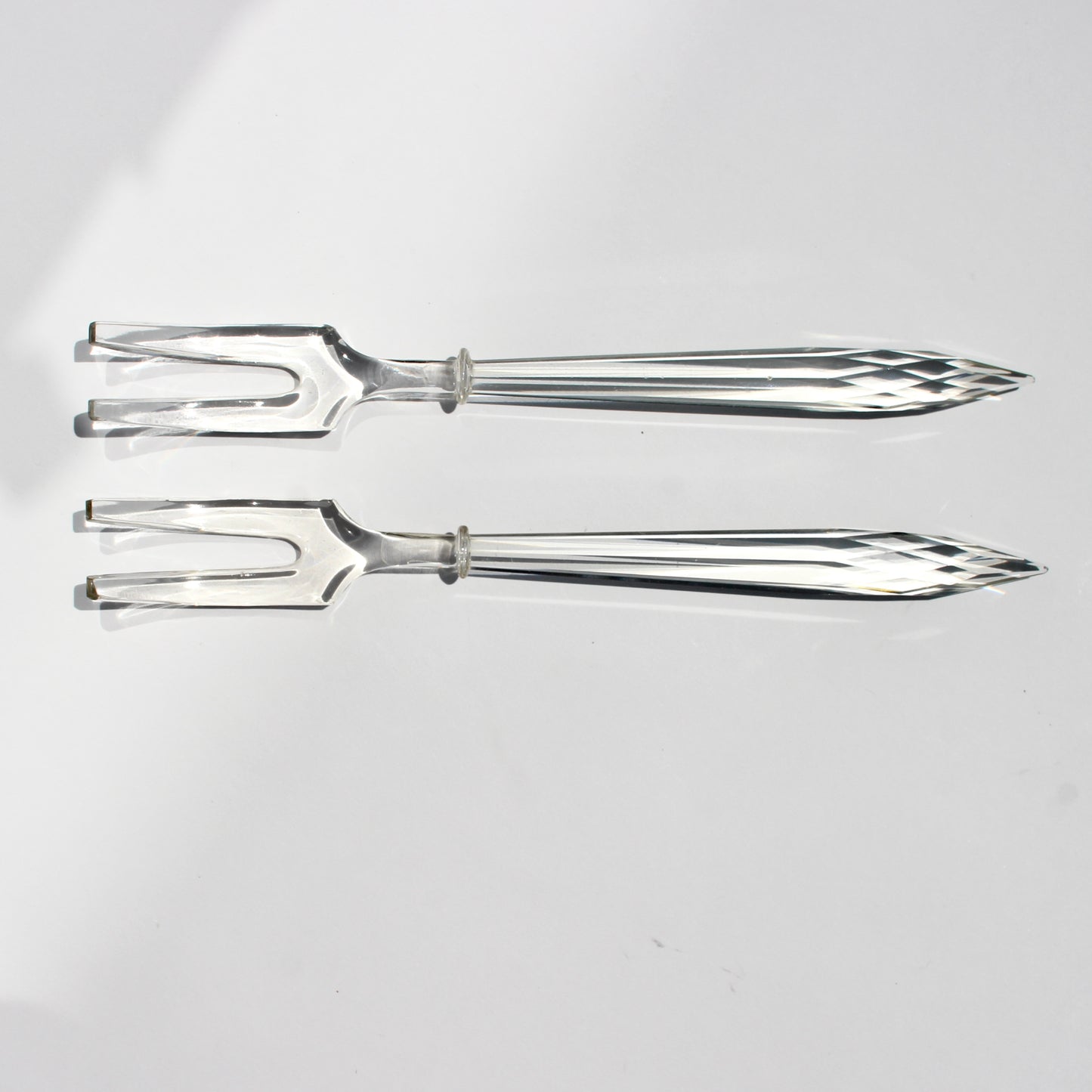 faceted glass serving utensils